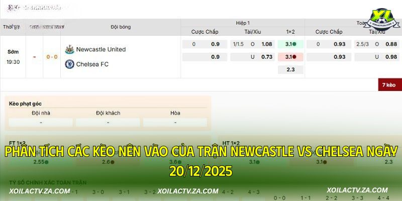 Phân tích các kèo nên vào của trận Newcastle vs Chelsea ngày 20/12/2025