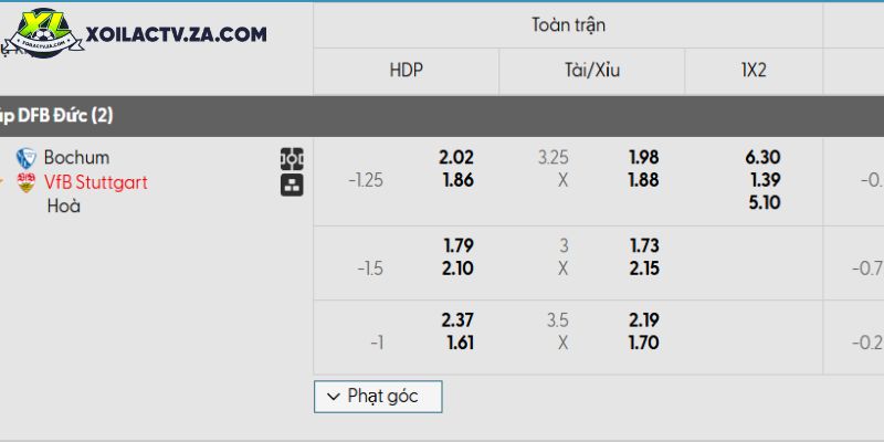 Tỷ lệ kèo Bochum vs Stuttgart Tỷ lệ kèo Bochum vs Stuttgart