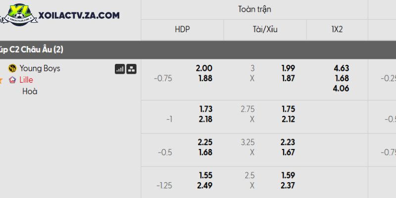 Tỷ lệ kèo Young Boys vs Lille Tỷ lệ kèo Young Boys vs Lille