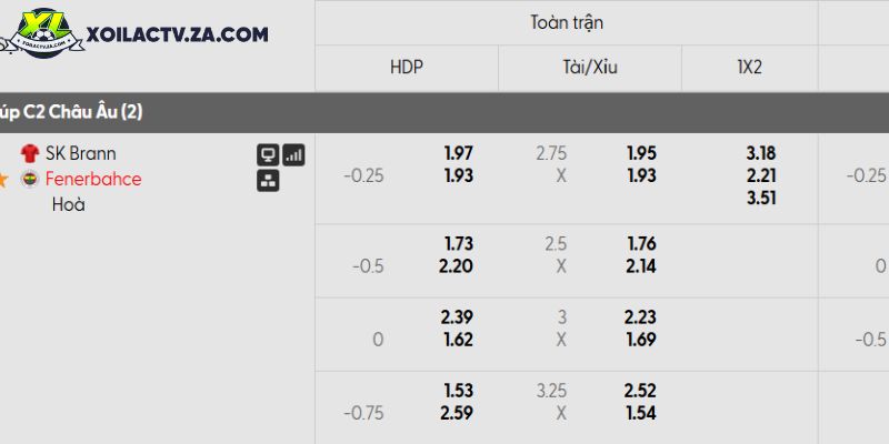 Tỷ lệ kèo SK Brann vs Fenerbahce Tỷ lệ kèo SK Brann vs Fenerbahce