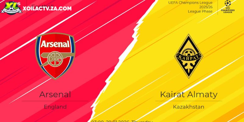 Soi kèo Arsenal vs Kairat, 3h ngày 29/01 – Champions League