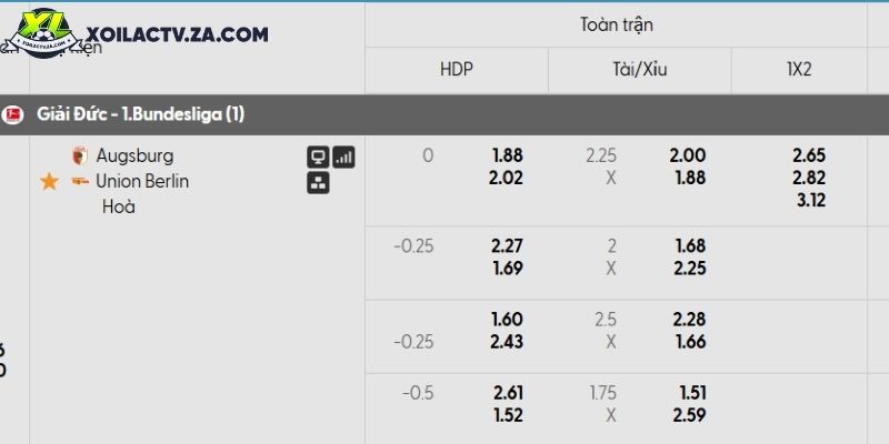 Tỷ lệ kèo Augsburg vs Union Berlin Tỷ lệ kèo Augsburg vs Union Berlin